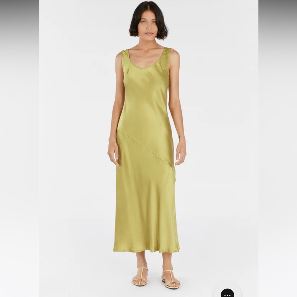 DISSH Light Olive Satin Maxi Dress